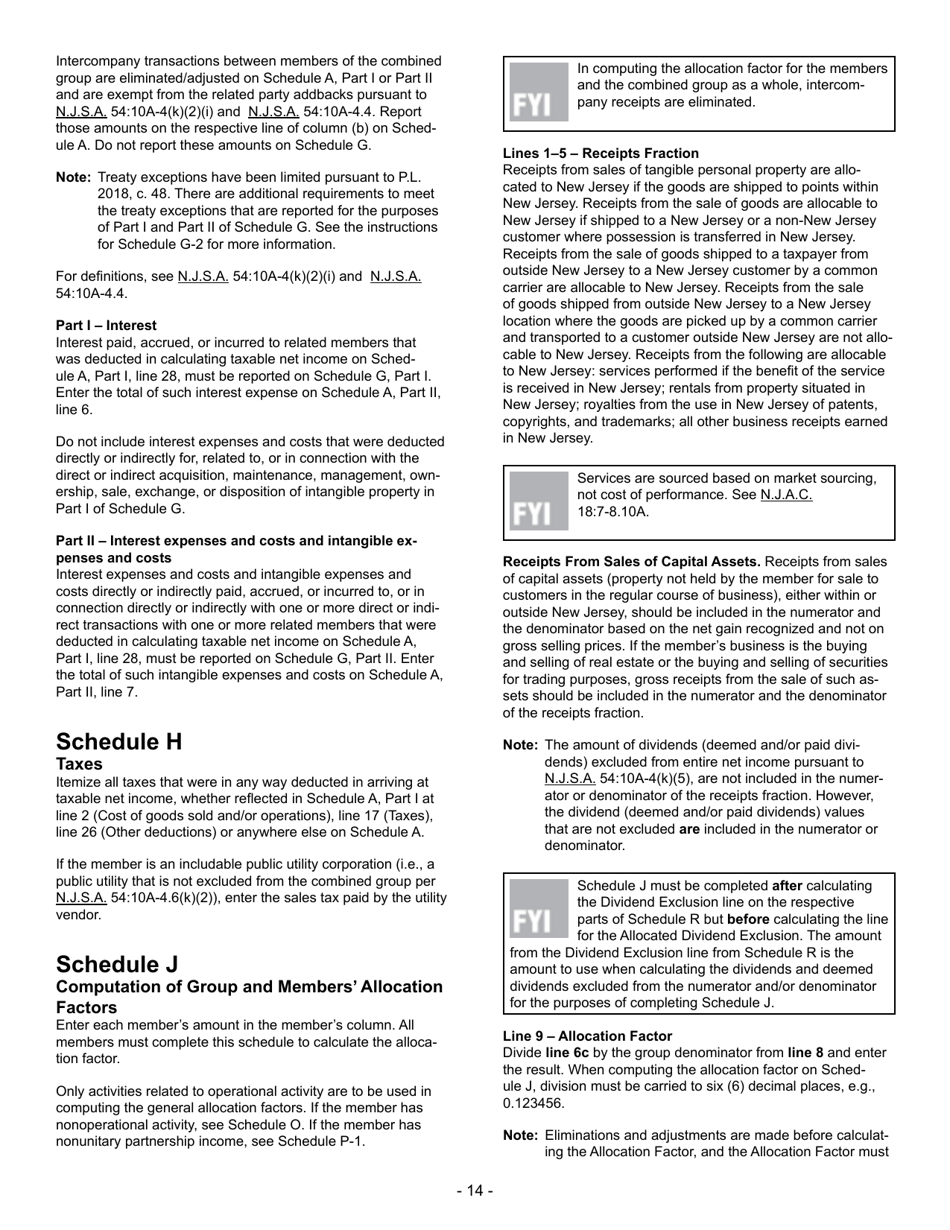 Instructions for Form CBT-100U New Jersey Corporation Business Tax Unitary Return - New Jersey, Page 15