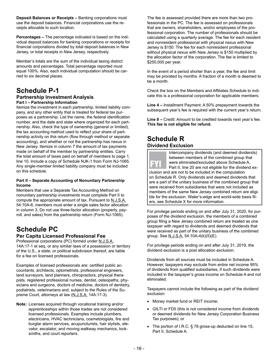 Instructions for Form CBT-100U New Jersey Corporation Business Tax Unitary Return - New Jersey, Page 17