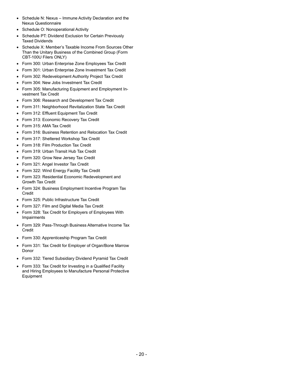 Instructions for Form CBT-100U New Jersey Corporation Business Tax Unitary Return - New Jersey, Page 21