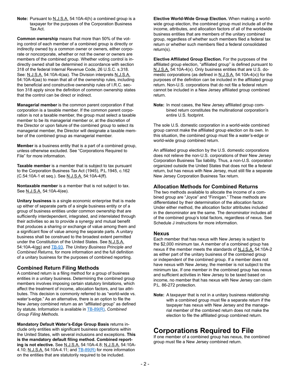 Instructions for Form CBT-100U New Jersey Corporation Business Tax Unitary Return - New Jersey, Page 3