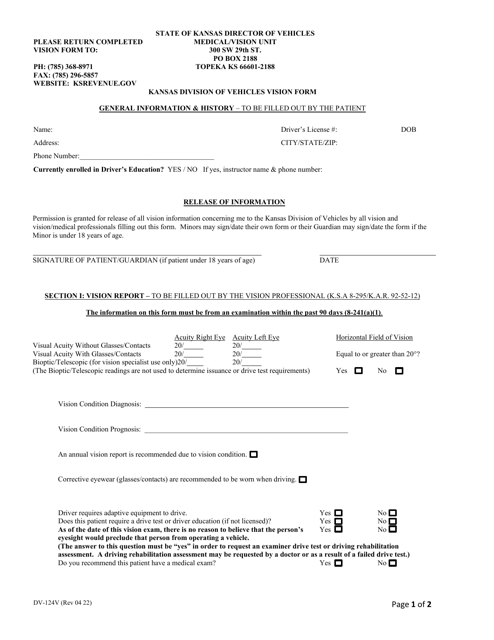 Form DV-124V  Printable Pdf