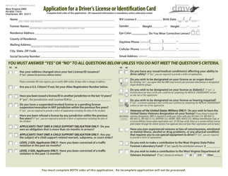 Form DMV-DS-23P Application for a Driver's License or Identification Card - West Virginia