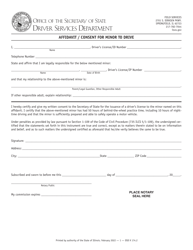 Document preview: Form DSD X174 Affidavit/Consent for Minor to Drive - Illinois