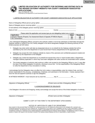 State Form 56485 &quot;Limited Delegation of Authority for Entering and Editing Data in the Indiana Gateway Website for County Assessor Associated Applications&quot; - Indiana