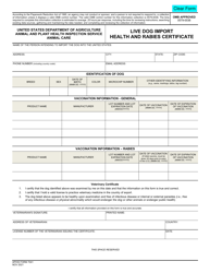 APHIS Form 7041 Live Dog Import Health and Rabies Certificate