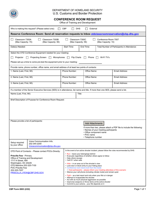 CBP Form 0003  Printable Pdf