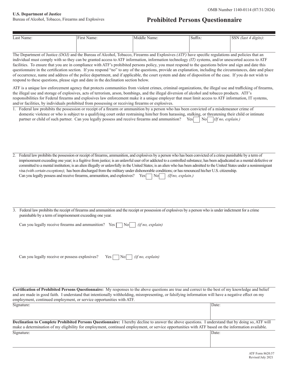 ATF Form 8620.57 - Fill Out, Sign Online and Download Fillable PDF ...