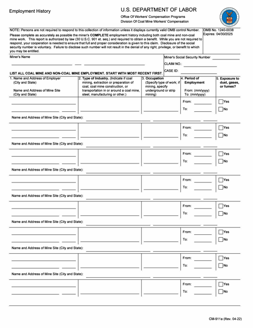 Form CM-911A  Printable Pdf