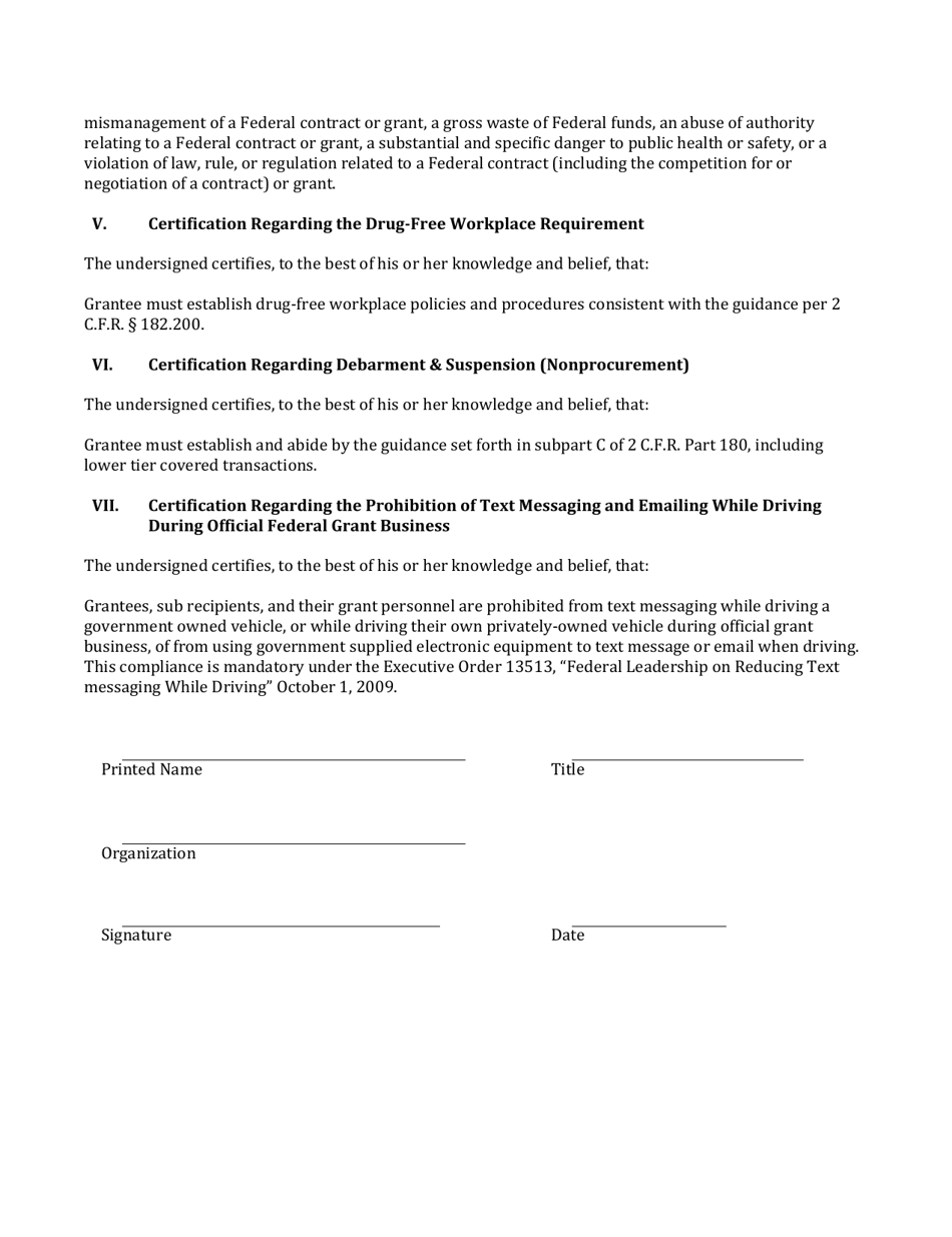 Standard Grant Certifications, Page 4
