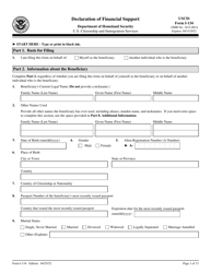 Document preview: USCIS Form I-134 Declaration of Financial Support