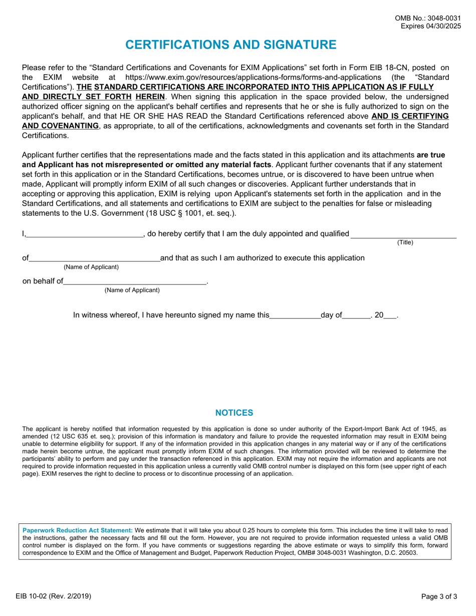 Form EIB10-02 Application for Express Insurance, Page 3