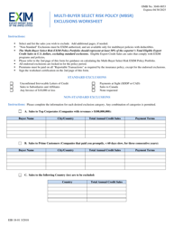 Form EIB18-01 Multi-Buyer Select Risk Policy (Mbsr) Exclusions Worksheet