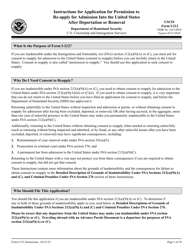 Document preview: Instructions for USCIS Form I-212 Application for Permission to Re-apply for Admission Into the United States After Deportation or Removal