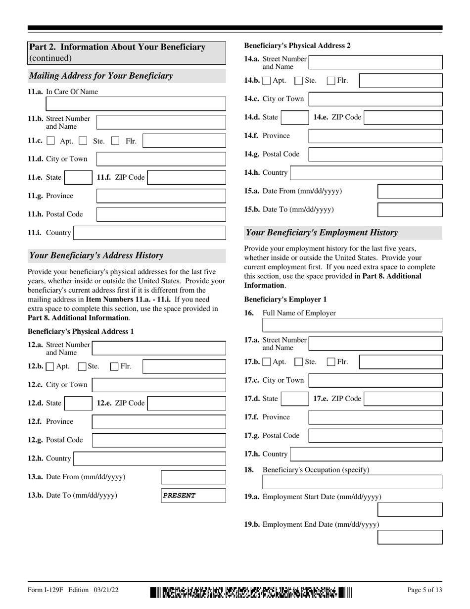 USCIS Form I-129F Download Fillable PDF or Fill Online Petition for ...