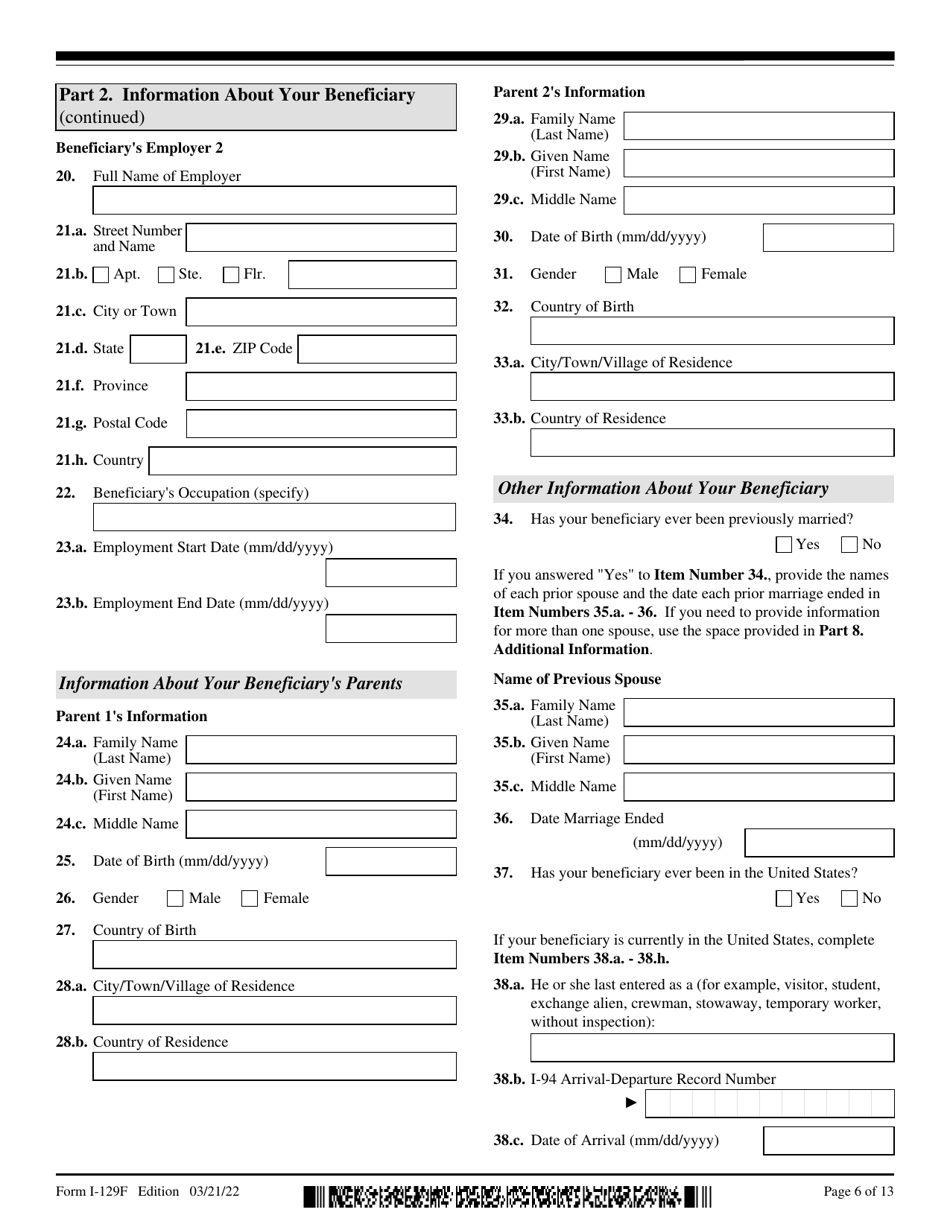 USCIS Form I-129F Download Fillable PDF or Fill Online Petition for ...
