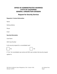 Form DGS OAH9 Request for Security Services - California, Page 2