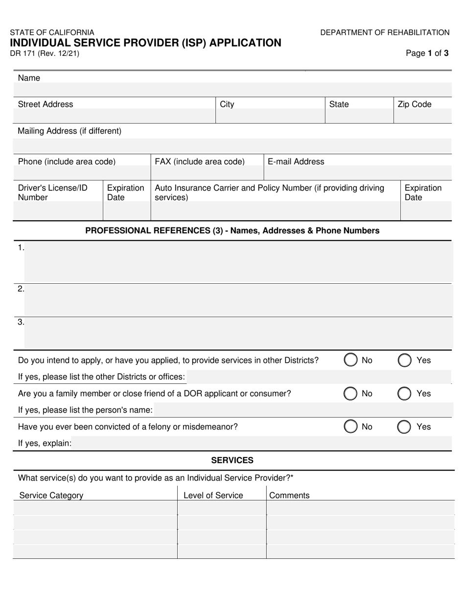 Form DR171 - Fill Out, Sign Online and Download Fillable PDF ...