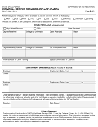 Form DR171 Individual Service Provider (Isp) Application - California, Page 2