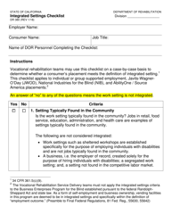 Form DR380 Integrated Settings Checklist - California