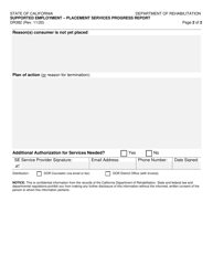 Form DR382 Supported Employment - Placement Services Progress Report - California, Page 2