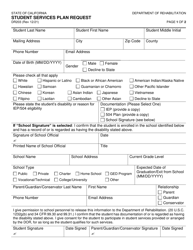 Form DR203 Student Services Plan Request - California