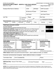 Form DR384 Supported Employment - Monthly Job Coach Report - California