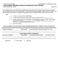 Form DR222 Vocational Rehabilitation (Vr) Services Application - California, Page 2
