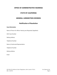Form DGS OAH29 Notification of Resolution - California, Page 3