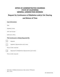 Form DGS OAH27 Request for Continuance of Mediation and/or Fair Hearing and Waiver of Time - California, Page 2
