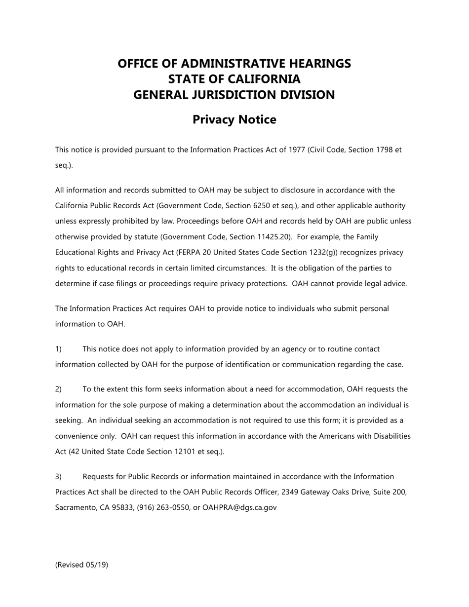 Form DGS OAH27 Request for Continuance of Mediation and / or Fair Hearing and Waiver of Time - California, Page 6