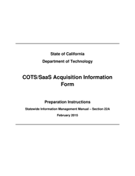 Instructions for Form SIMM22B Cots/Saas Acquisition Information Form - California