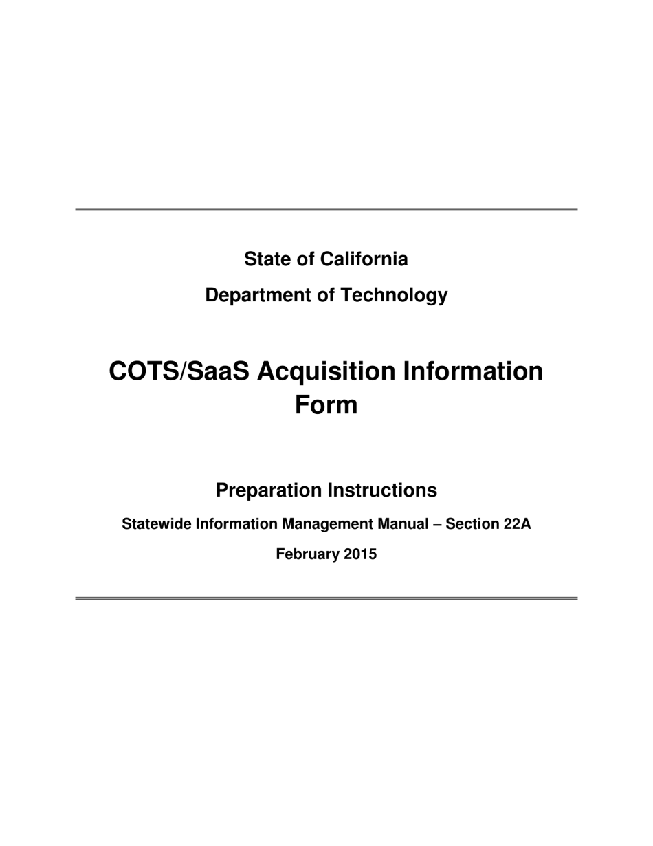 Instructions for Form SIMM22B Cots/Saas Acquisition Information Form - California, Page 1