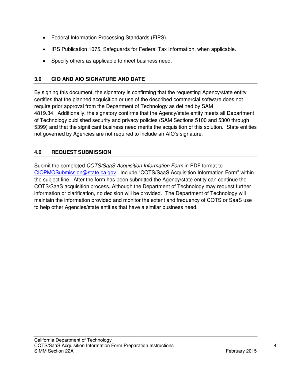 Instructions for Form SIMM22B Cots / Saas Acquisition Information Form - California, Page 5