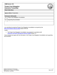 Document preview: Form SIMM15 Project Cost Delegation Executive Transmittal - California