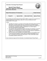 Document preview: Form SIMM30A Special Project Report Executive Approval Transmittal - California