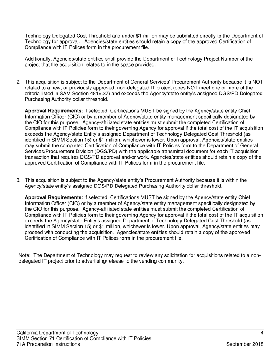 Instructions for Form SIMM71B Certification of Compliance With It Policies - California, Page 4