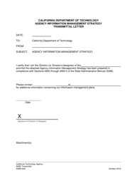 Document preview: Form SIMM60A Agency Information Management Strategy Transmittal Letter - California