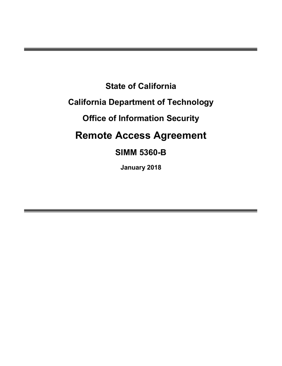 Form SIMM5360-B Remote Access Agreement - California, Page 1