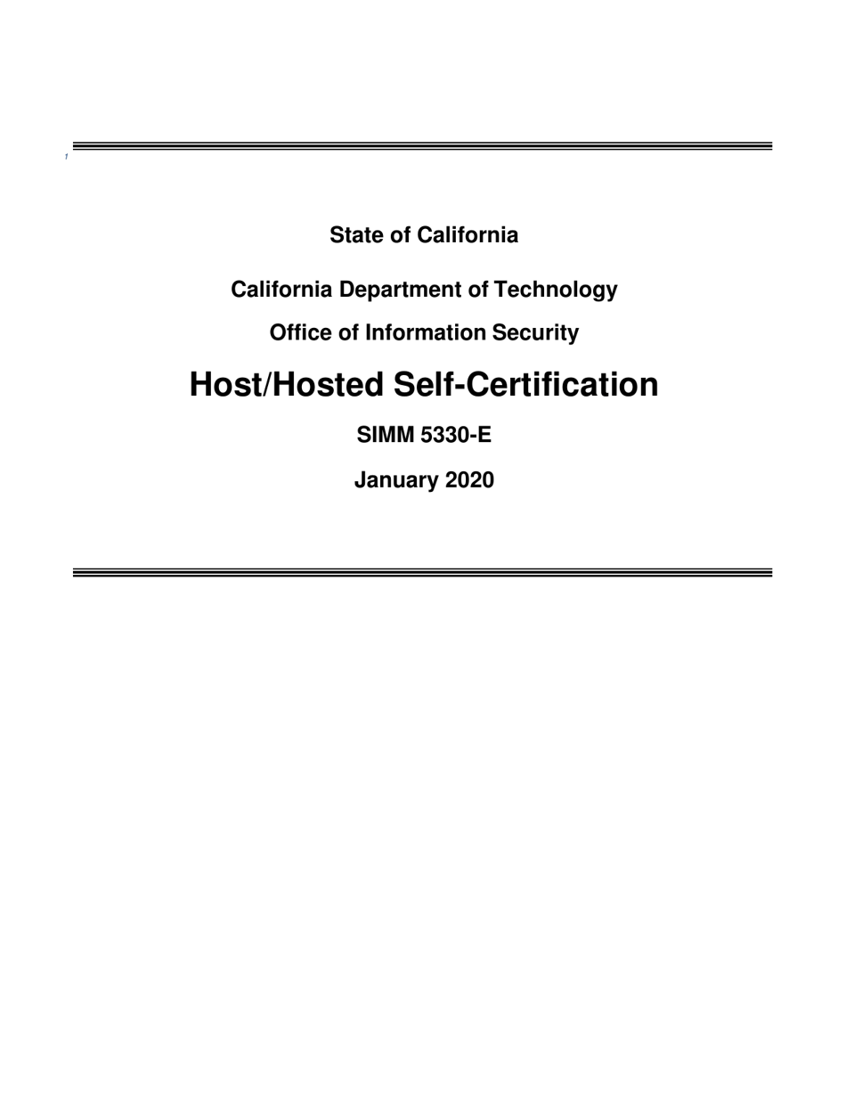 Form SIMM5330-E Host / Hosted Self-certification - California, Page 1
