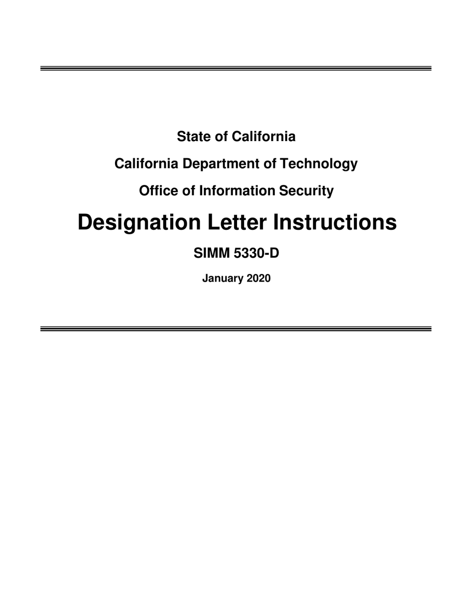 Instructions for Form SIMM5330-A Designation Letter - California, Page 1