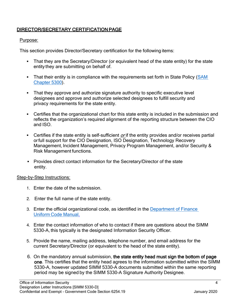 Instructions for Form SIMM5330-A Designation Letter - California, Page 6