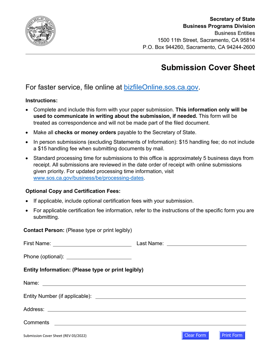 Form SURC Certificate of Surrender (Foreign Qualified Corporation Only) - California, Page 1