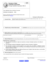 Form SURC Certificate of Surrender (Foreign Qualified Corporation Only) - California, Page 2