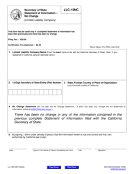 Form LLC-12NC Statement of No Change (Limited Liability Company) - California, Page 2
