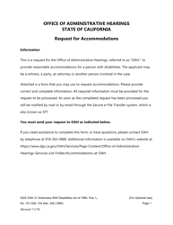 Form DGS OAH31 &quot;Request for Accommodation&quot; - California