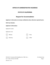 Form DGS OAH31 Request for Accommodation - California, Page 2