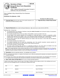 Form DSF NP Nonprofit Short Form Dissolution Certificate (Only California Nonprofit Corporation Formed in California in the Last 24 Months) - California, Page 2