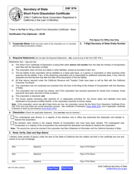 Form DSF STK Short Form Dissolution Certificate (Only California Stock Corporation Registered in California in the Last 12 Months) - California, Page 2