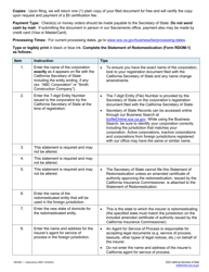 Form RDOM-1 Statement of Redomestication (California Insurer Only) - California, Page 3