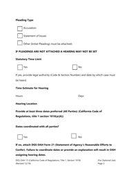 Form DGS OAH13 State Agency Request to Set - California, Page 3